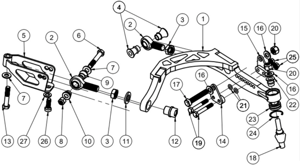 NISSAN 370Z MILD MANTIS LOWER CONTROL ARM SPARE PARTS